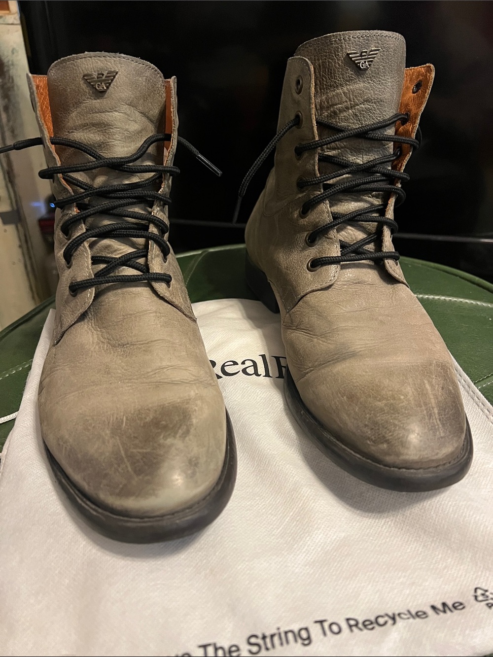 ARMANI DISTRESSED LEATHER BOOTS EURO 42 SIZE 9.5